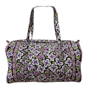 VERA BRADLEY Large Duffle Bag Plum Petals Purple Flower Travel Zip Top Handles